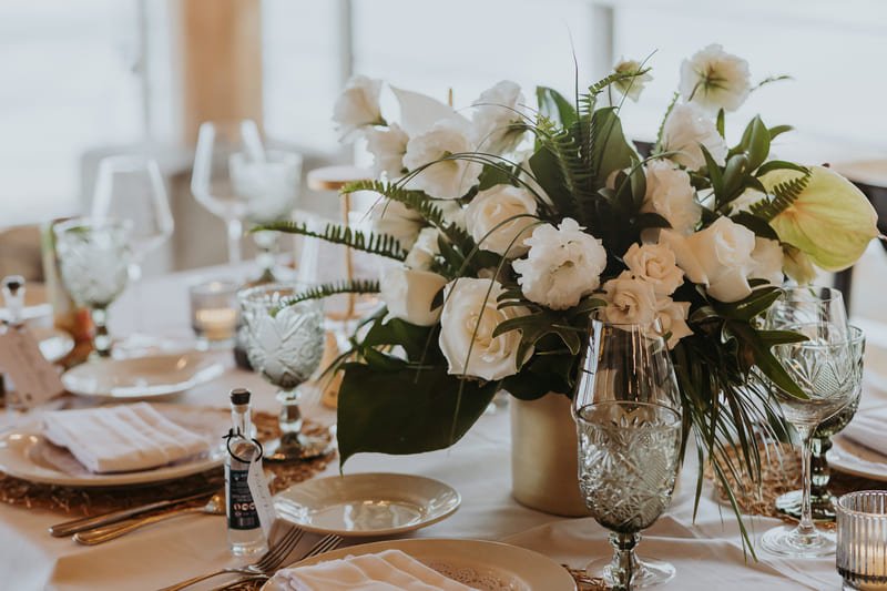 gold vase centerpiece