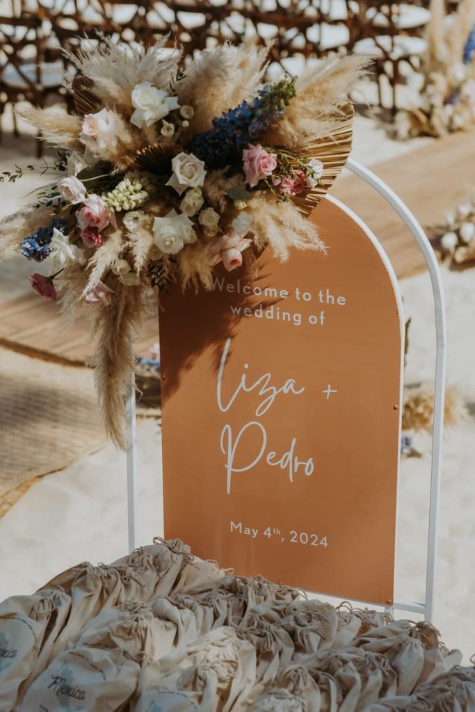 orange boho signage welcome