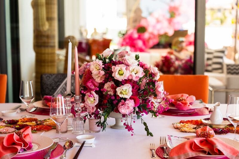 pink tflowers centerpiece