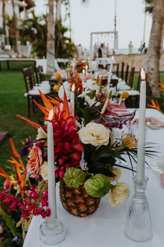 tropical reception decor