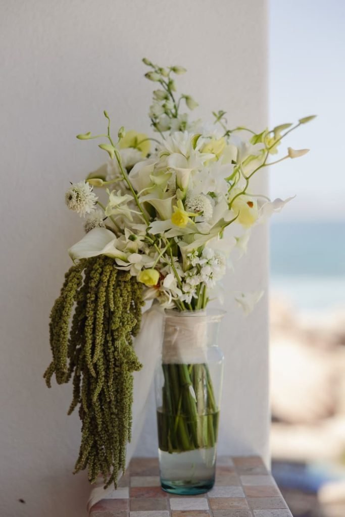 white green amaranthus bouquet