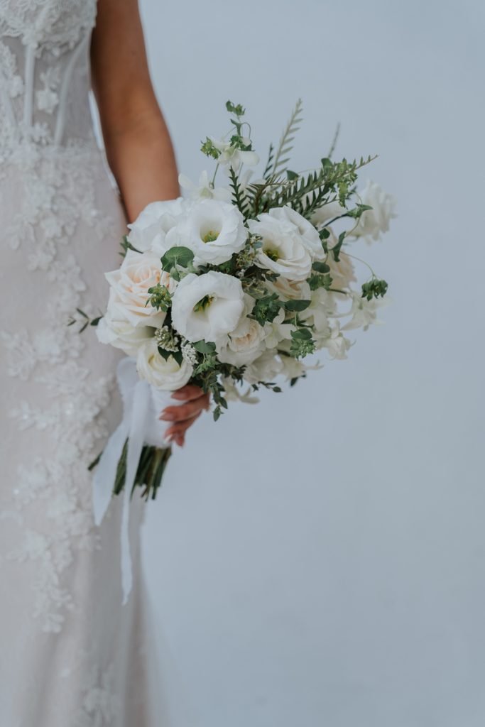 white elegant bridal bouquet